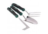 Stainless Steel Heavy Duty Soft Grip Fork, Trowel and Weeder Set (3 Piece)