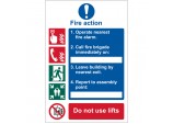 Fire Action Procedure’ Mandatory Sign, 200 x 300mm, Design 1